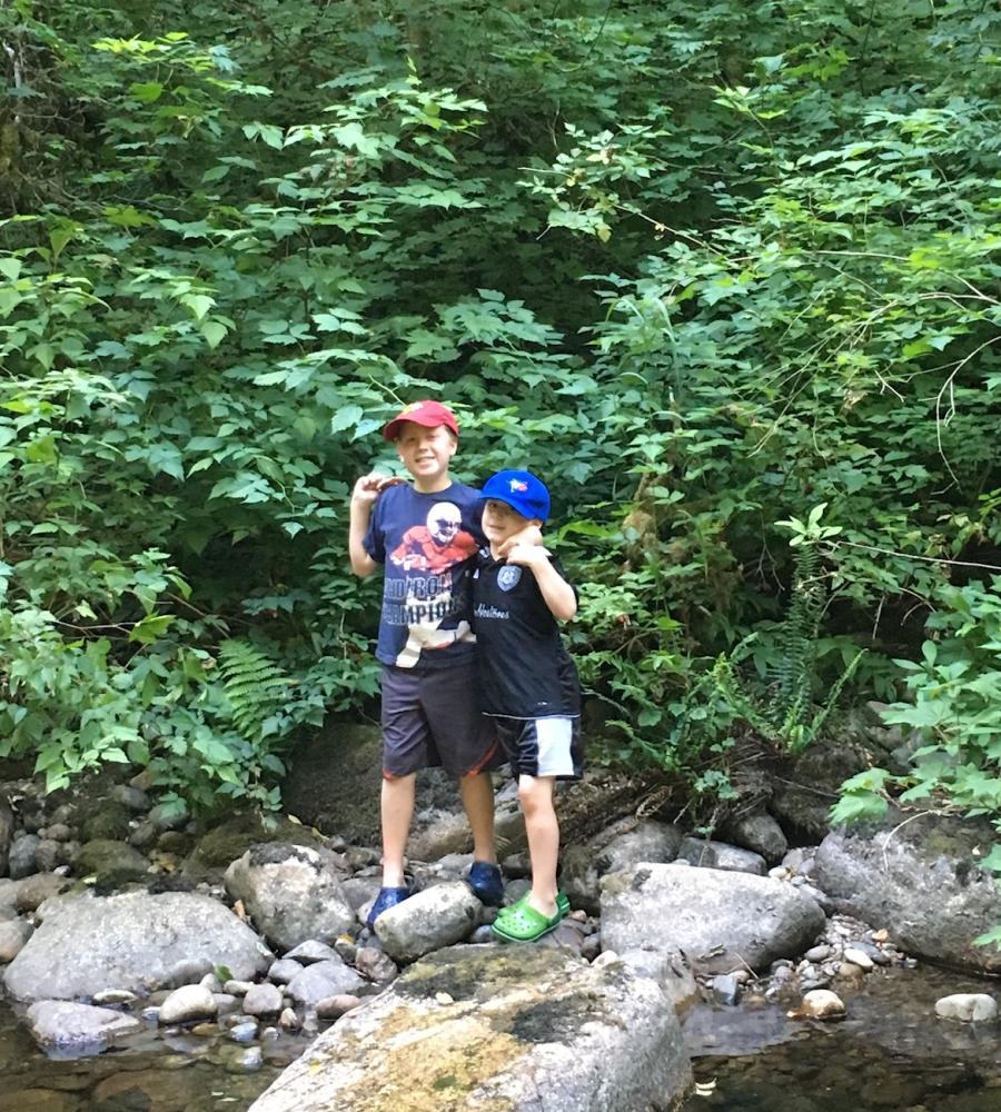 kids on river